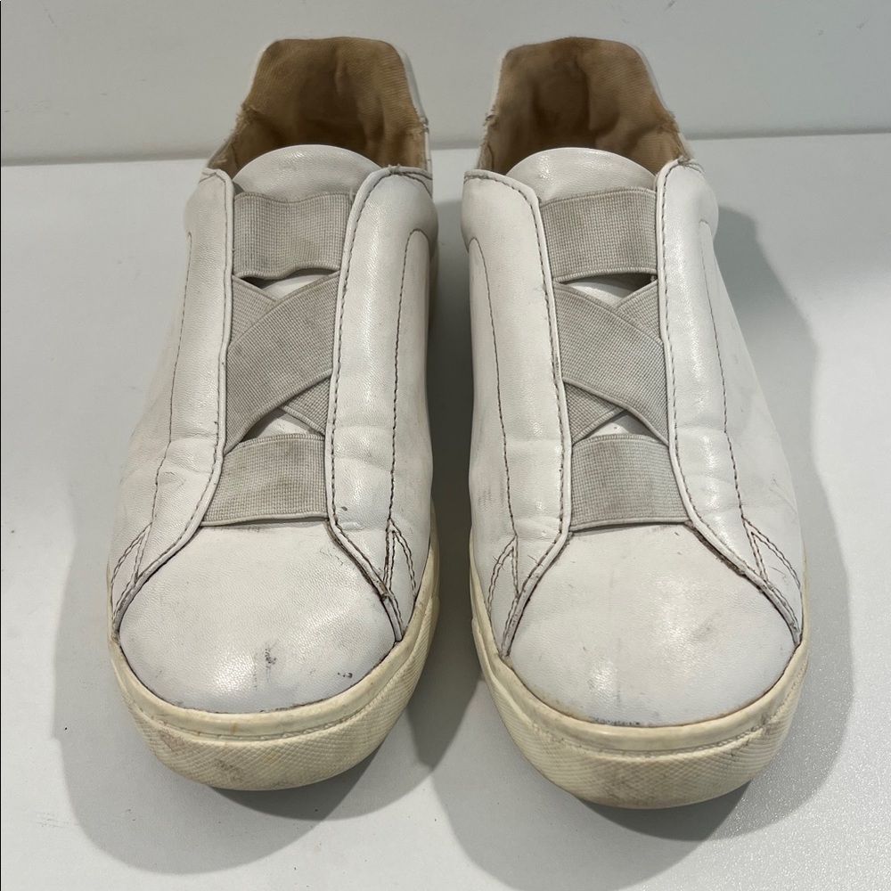 Fabletics White Leather Slip-On Sneakers